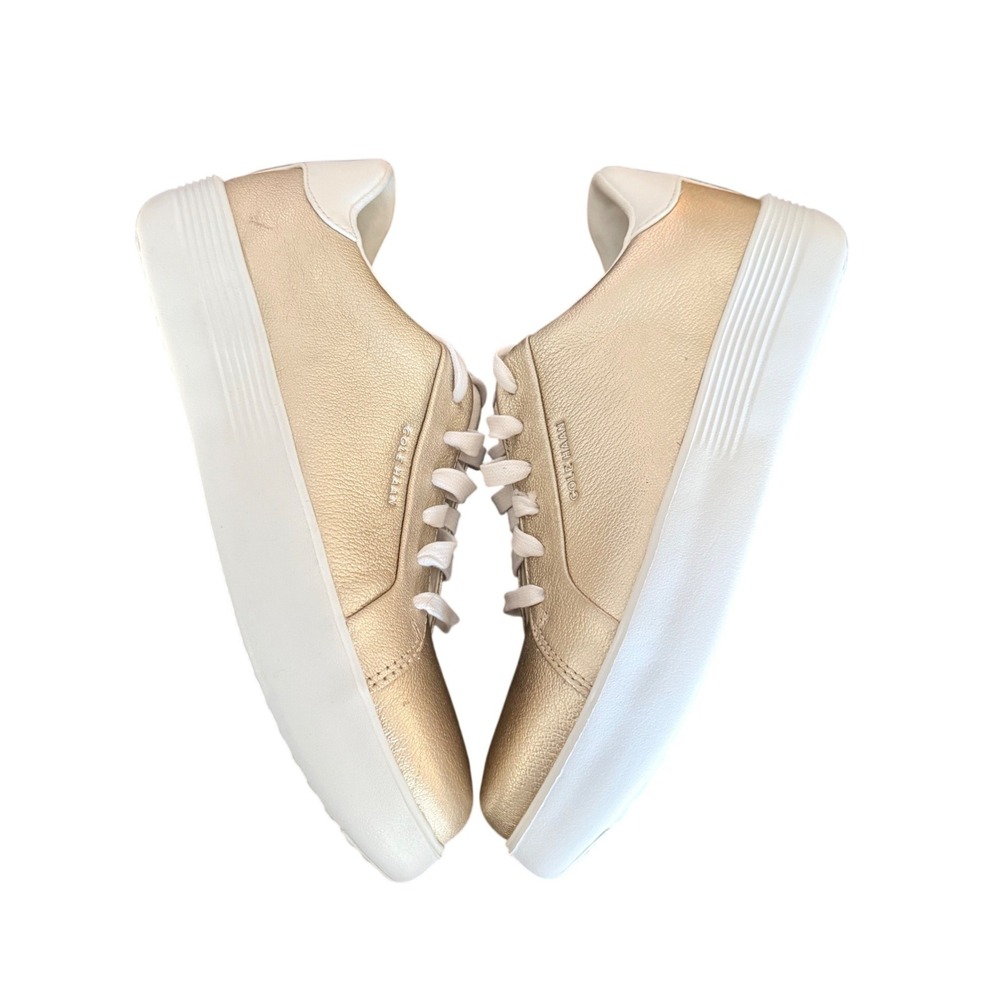 Cole Haan Grand Crosscourt Joy Metallic Gold Leather‎ Sneakers Womens Size 8.5